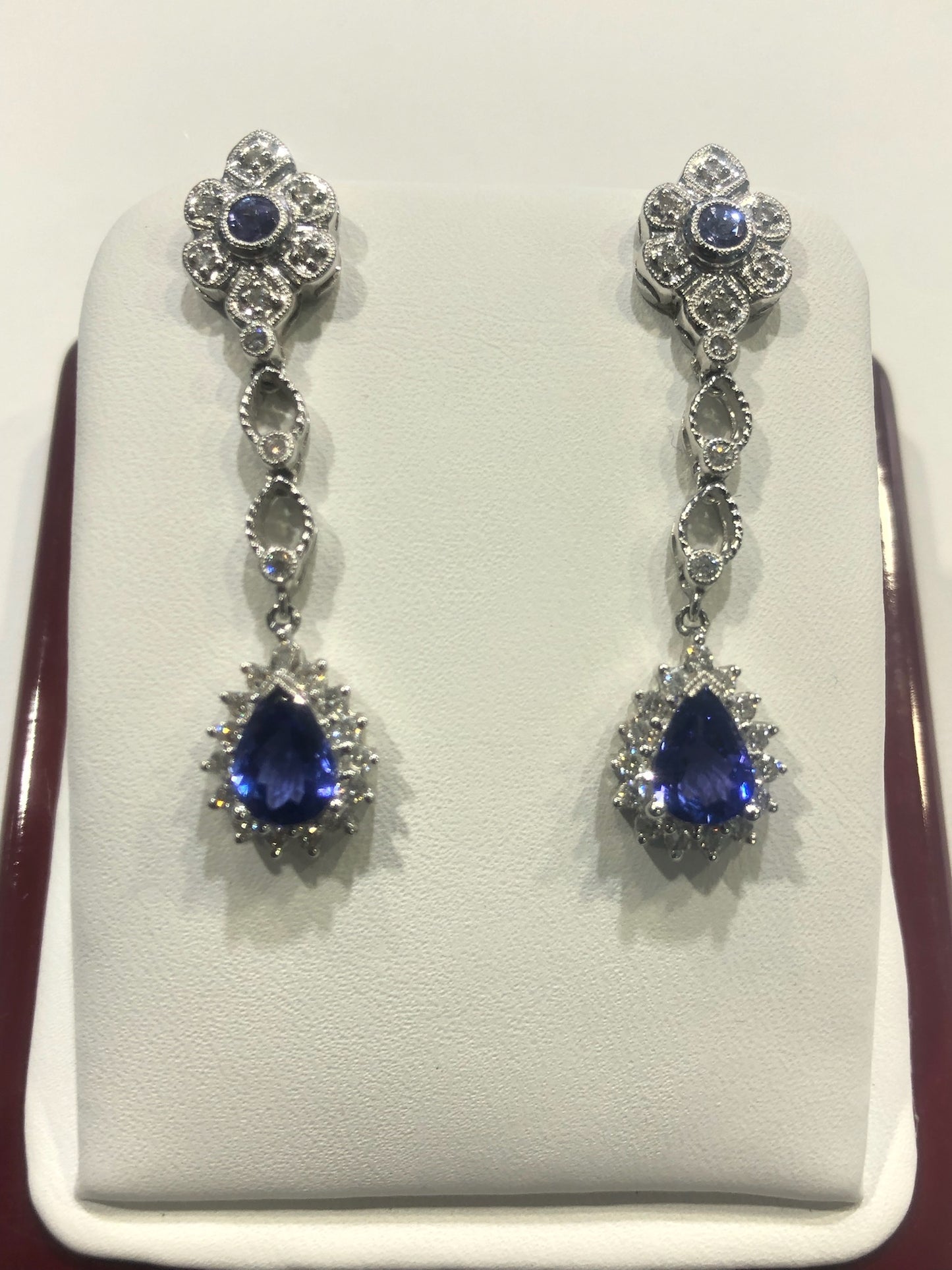 Tanzanite and White Gold Earrings